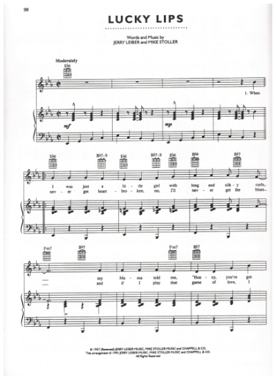 Picture of Lucky Lips, recorded by Ruth Brown; Gail Storm; Cliff Richard, Jerry Leiber & Mike Stoller, sheet music