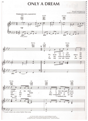 Picture of Only a Dream, written & recorded by Mary-Chapin Carpenter, sheet music
