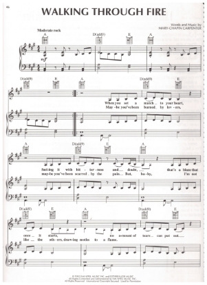 Picture of Walking Through Fire, written & recorded by Mary-Chapin Carpenter, sheet music