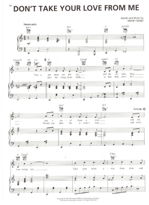 Picture of Don't Take Your Love From Me. Henry Nemo, recorded by Doris Day, sheet music
