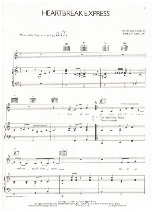 Picture of Heartbreak Express, written & recorded by Dolly Parton, sheet music