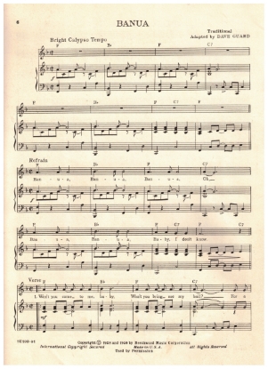 Picture of Banua, traditional arr. Dave Guard, recorded by The Kingston Trio, sheet music