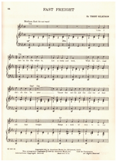 Picture of Fast Freight, Terry Gilkyson, recorded by The Kingston Trio, sheet music