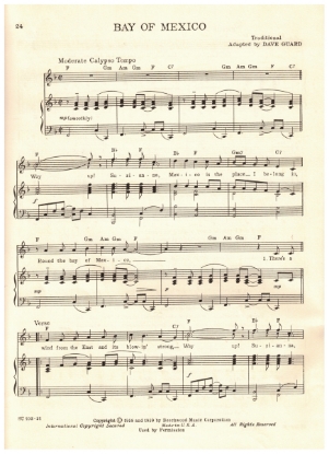 Picture of Bay of Mexico, traditional arr. Dave Guard, recorded by The Kingston Trio, sheet music