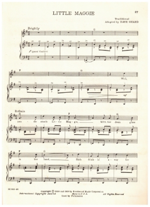 Picture of Little Maggie, traditional arr. Dave Guard, recorded by The Kingston Trio, sheet music