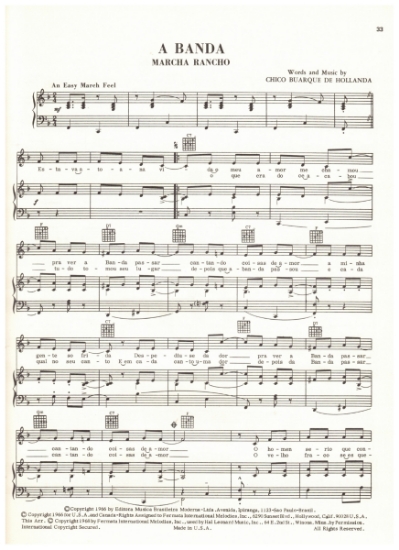 Picture of A Banda (Marcha Rancho), Chico Buarque de Hollanda, recorded by Herb Alpert & the Tijuana Brass, sheet music