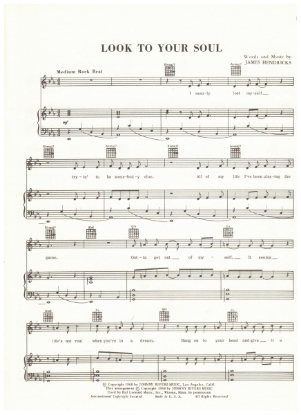 Picture of Look to Your Soul, James Hendricks, recorded by Johnny Rivers; The Lettermen, sheet music