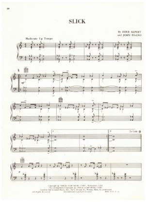 Picture of Slick, Herb Alpert & John Pisano, recorded by The Tijuana Brass, sheet music