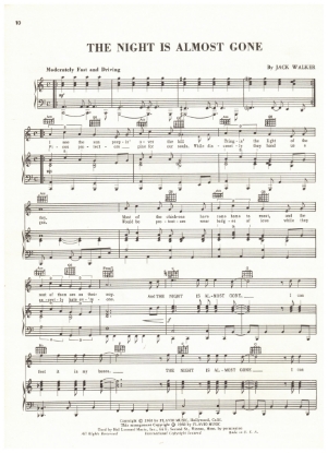 Picture of The Night is Almost Gone, Jack Walker, recorded by The Delicate Balance, sheet music