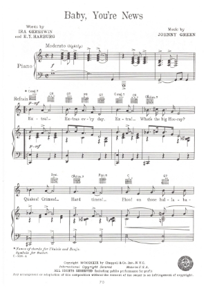 Picture of Baby You're News, Ira Gershwin/ E. Y. Harburg/ Johnny Green, sheet music