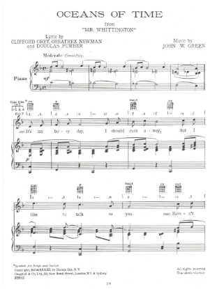 Picture of Oceans of Time, from MC "Mr. Whittington", Clifford Grey/ Greatrex Newman/ Douglas Furger/ John. W. Green, sheet music