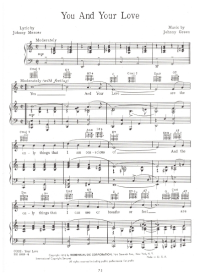 Picture of You And Your Love, Johnny Mercer & Johnny Green, sheet music