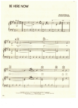 Picture of Be Here Now, written & recorded by George Harrison, sheet music