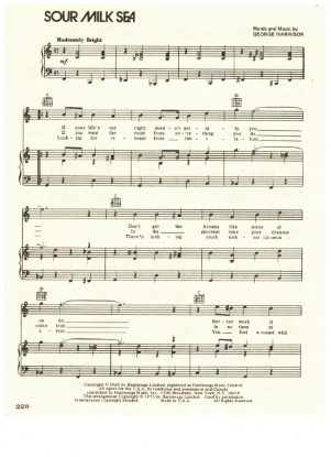 Picture of Sour Milk Sea, written & recorded by George Harrison, sheet music