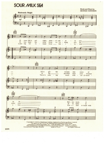 Picture of Sour Milk Sea, written & recorded by George Harrison, sheet music