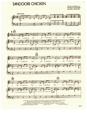 Picture of Tandoori Chicken, Phil Spector & George Harrison, sheet music