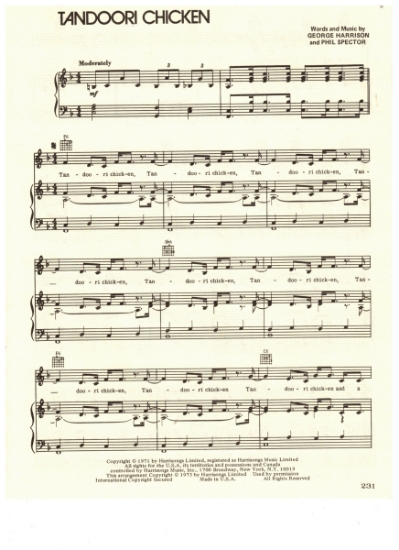 Picture of Tandoori Chicken, Phil Spector & George Harrison, sheet music