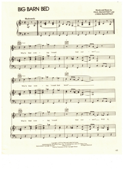 Picture of Big Barn Bed, Paul & Linda McCartney, recorded by Wings, pdf copy 
