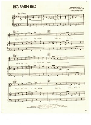 Picture of Big Barn Bed, Paul & Linda McCartney, recorded by Wings, sheet music