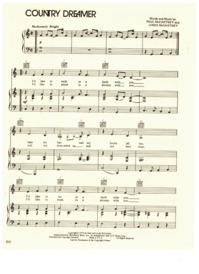 Picture of Country Dreamer, Paul & Linda McCartney, recorded by Wings, sheet music