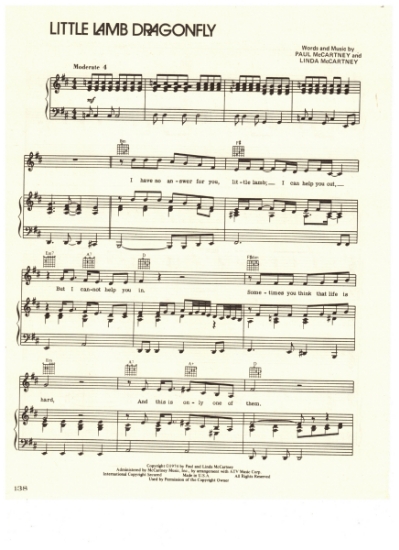 Picture of Little Lamb Dragonfly, Paul & Linda McCartney, recorded by Wings, pdf copy