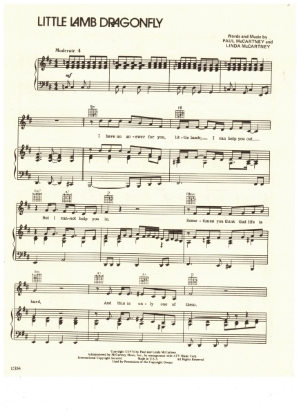 Picture of Little Lamb Dragonfly, Paul & Linda McCartney, recorded by Wings, sheet music
