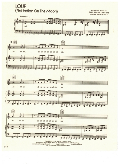 Picture of Loup (First Indian on the Moon), Paul & Linda McCartney, recorded by Wings, sheet music