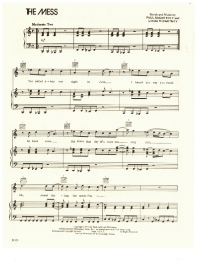 Picture of The Mess, Paul & Linda McCartney, recorded by Wings, sheet music