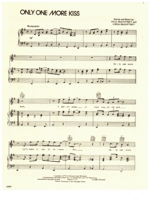 Picture of Only One More Kiss, Paul & Linda McCartney, recorded by Wings, sheet music