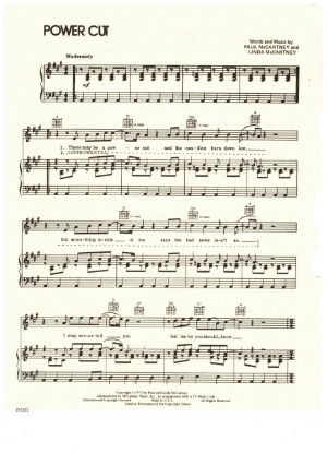Picture of Power Cut, Paul & Linda McCartney, recorded by Wings, sheet music