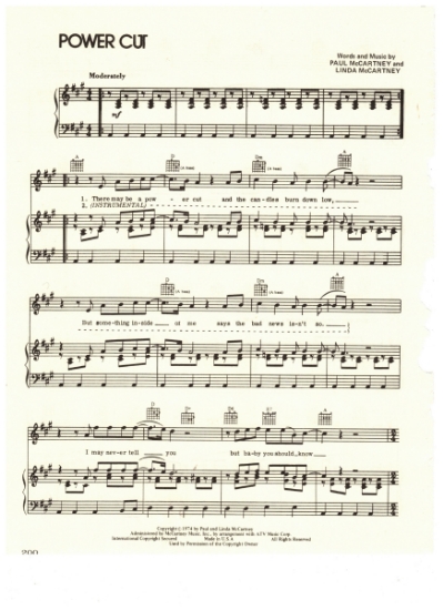Picture of Power Cut, Paul & Linda McCartney, recorded by Wings, sheet music