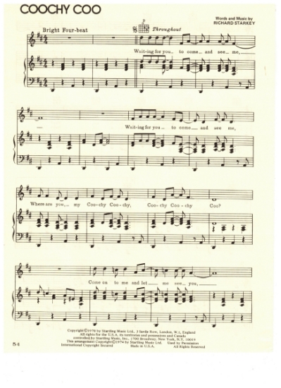 Picture of Coochy Coo, Richard Starkey, recorded by Ringo Starr, sheet music