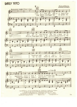 Picture of Early 1970, Richard Starkey, recorded by Ringo Starr, sheet music