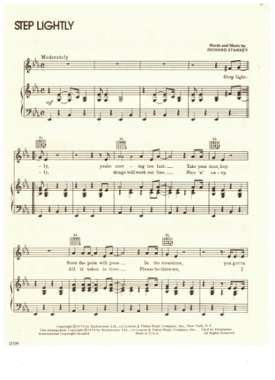 Picture of Step Lightly, Richard Starkey, recorded by Ringo Starr, sheet music