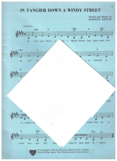 Picture of In Tangier Down a Windy Street, Donovan Leitch, sung by Donovan, sheet music