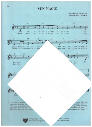 Picture of Sun Magic, Donovan Leitch, sung by Donovan, sheet music, pdf copy 