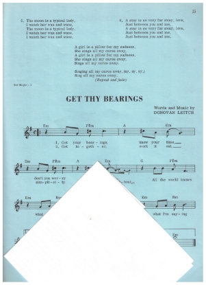 Picture of Get Thy Bearings, Donovan Leitch, sung by Donovan, sheet music