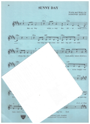 Picture of Sunny Day, Donovan Leitch, sung by Donovan, sheet music