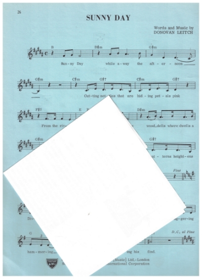 Picture of Sunny Day, Donovan Leitch, sung by Donovan, sheet music