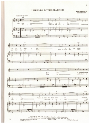 Picture of I Really Loved Harold, Melanie Safka, recorded by Melanie, sheet music