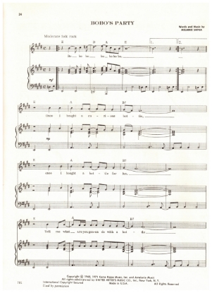 Picture of Bobo's Party, Melanie Safka, recorded by Melanie, sheet music