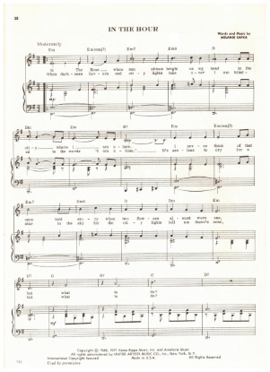 Picture of In The Hour, Melanie Safka, recorded by Melanie, sheet music