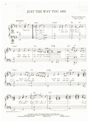 Picture of Just the Way You Are, written & recorded by Billy Joel, arr. Pietro Deiro Jr. for accordion solo, pdf copy 