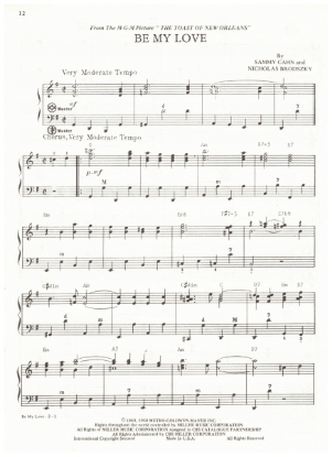 Picture of Be My Love, from movie "Toast of New Orleans", Sammy Cahn & Nicholas Brodszky, arr. Pietro Deiro Jr. for accordion solo, pdf copy 
