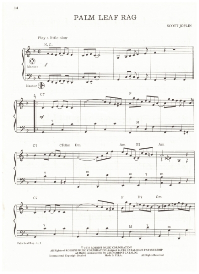 Picture of Palm Leaf Rag, Scott Joplin, arr. Pietro Deiro Jr. for accordion solo, sheet music