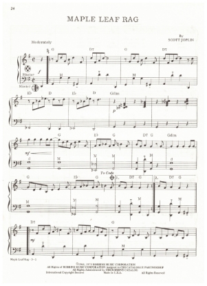 Picture of Maple Leaf Rag, Scott Joplin, arr. Pietro Deiro Jr. for accordion solo, pdf copy