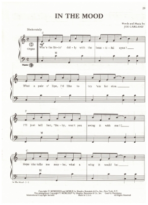 Picture of In the Mood, Joe Garland, arr. Pietro Deiro Jr. for accordion solo, sheet music