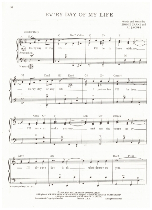 Picture of Ev'ry Day of My Life, Jimmie Crane & Al Jacobs, arr. Pietro Deiro Jr. for accordion solo, sheet music