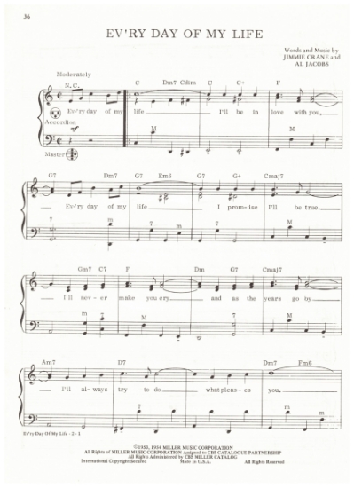 Picture of Ev'ry Day of My Life, Jimmie Crane & Al Jacobs, arr. Pietro Deiro Jr. for accordion solo, sheet music