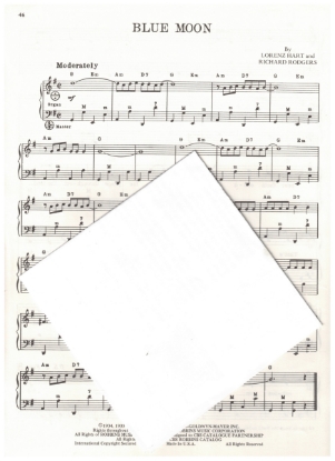 Picture of Blue Moon, Lorenz Hart & Richard Rodgers, arr. Pietro Deiro Jr. for accordion solo, pdf copy